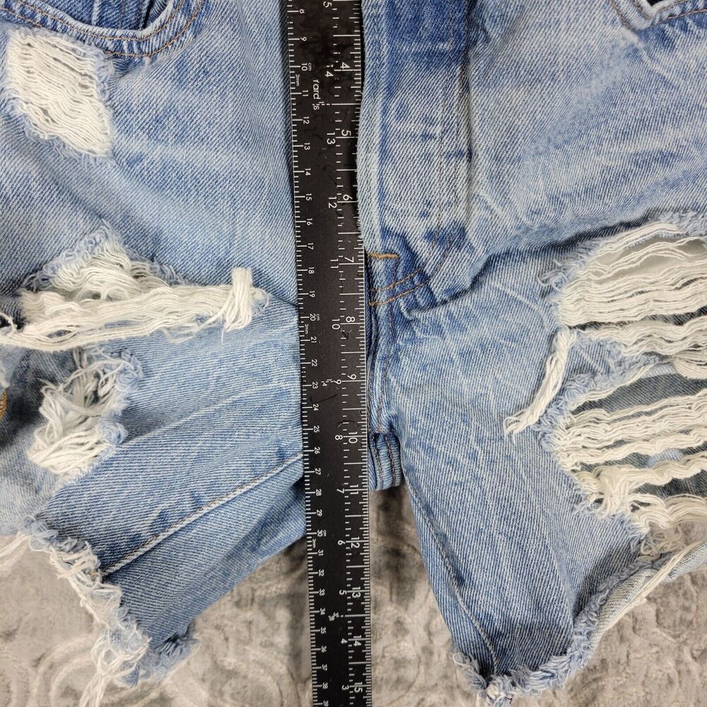 Levi's 501 Shorts Womens 26 Blue Premium Denim Button Fly Cut Off Distressed - Picture 11 of 12
